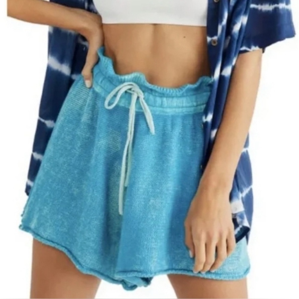 Free People Blue Athletic Shorts with Elastic Waistband